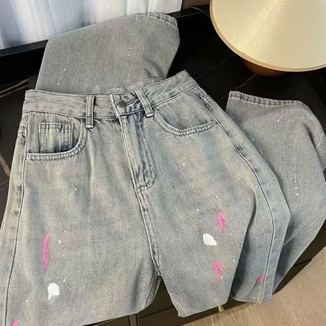 カラーブロッキングデニムパンツ