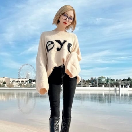 eyeロゴ プルオーバーニット 2色展開