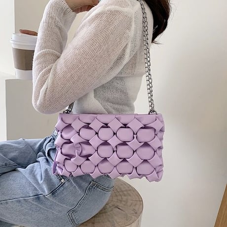 【Purple即納】クロシェ チェーンバッグ 4色展開