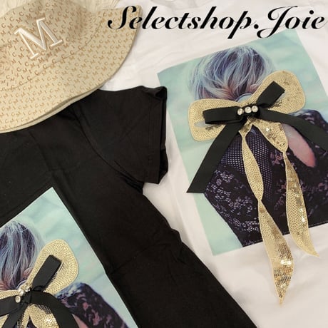 リボンパッチワーク フォトTシャツ 2色展開