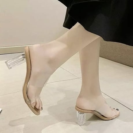 【Brown23.5cm即納】ダブルクリアバンド サンダル 2色展開