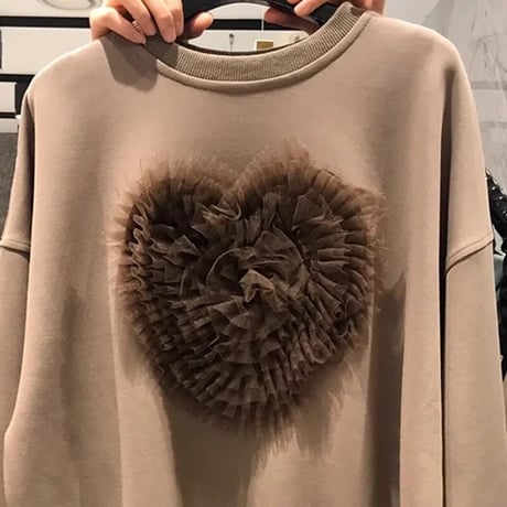 レースハート スウェットトップス 3色展開