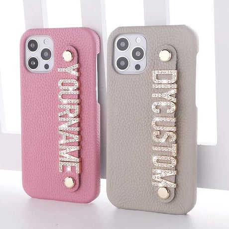 【カスタム名入れ】ストーンレター iPhoneケース 4色展開