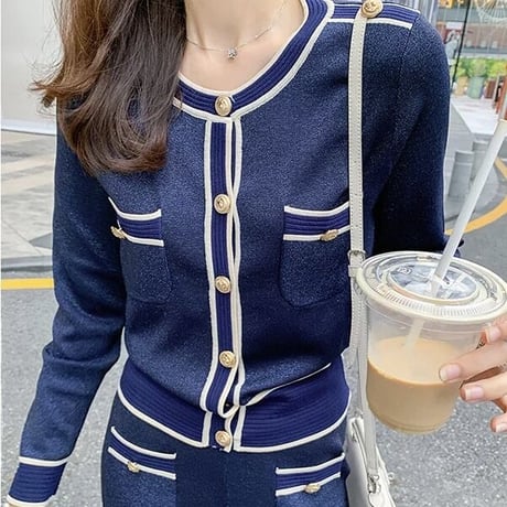 ネイビーラメライン セットアップ