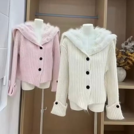 ラペルファーステッチカーディガン 4色展開