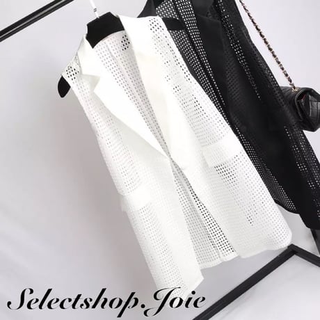【White即納】メッシュ ロングベスト 2色展開