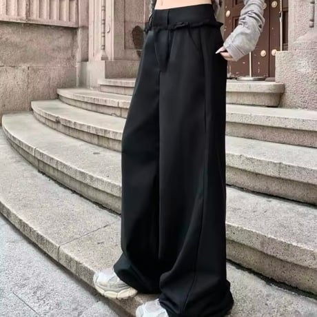 レーストリムストレートパンツ 2色展開