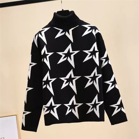 ハイネック スターニット 2色展開