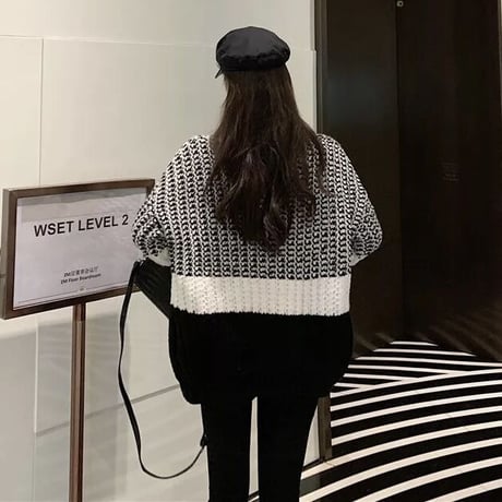レザーカラー ニットカーディガン