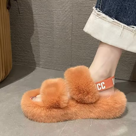 ロゴバンド ファーサンダル 5色展開