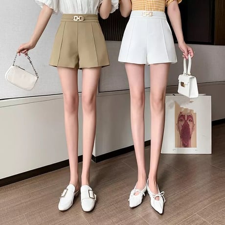 【Beigh Sサイズ即納】ゴールドモチーフ ハイウエストショートパンツ 3色展開