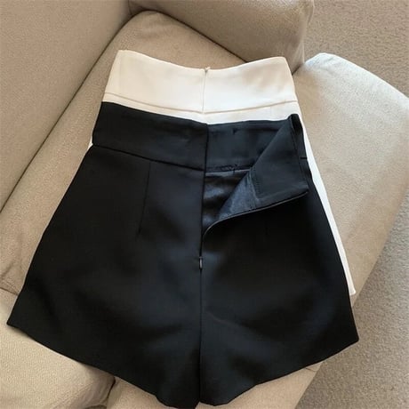 ダブルブレスト ハイウエストショートパンツ 2色展開