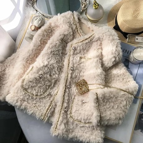 パールモチーフ ラムウールジャケット 2色展開
