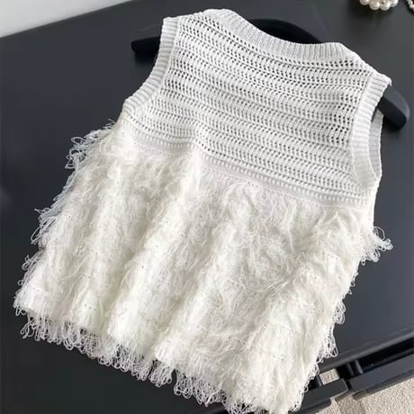 タッセルサマーニットトップス 4色展開
