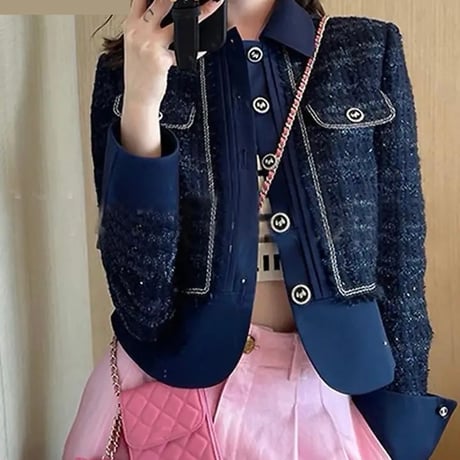 カラーパッチワーク ツイードジャケット 2色展開