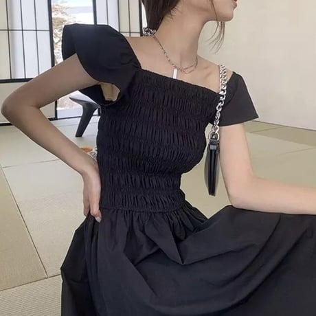 バストギャザーフリル オールインワン 2色展開