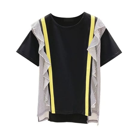 ストライプフリル イエローラインTシャツ