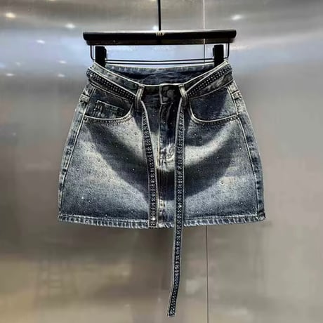 ラインストーンデニムペンシルスカート 2色展開