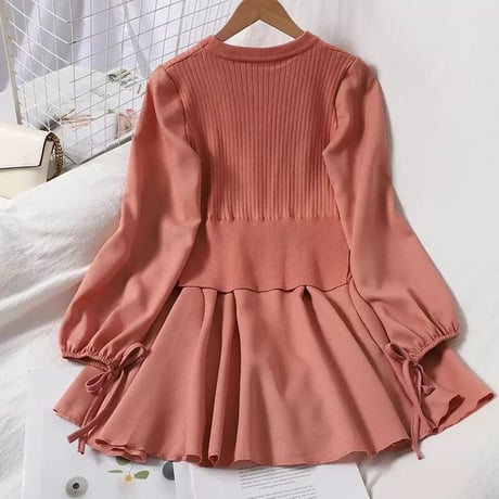ニットベストドッキング シフォンブラウス 4色展開