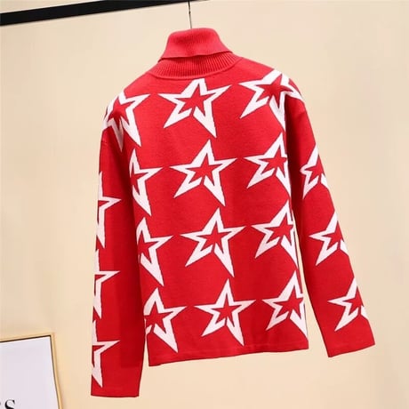 ハイネック スターニット 2色展開