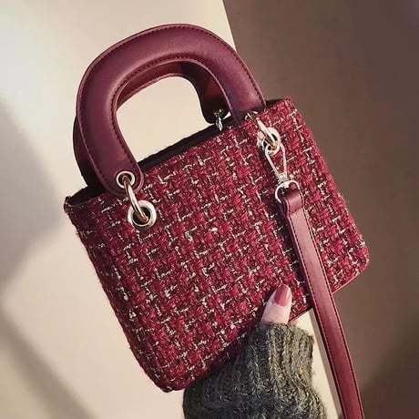 ゴールドステッチ ツイードバッグ 3色展開