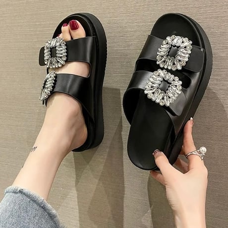 ダブルビジュー フラットサンダル 2色展開