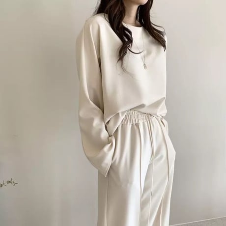 トップス タックパンツ セットアップ 2色展開