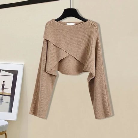 バストクロスニット ワンピースセット 4色展開