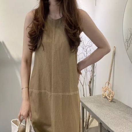 ノースリーブ ステッチサンワンピース 2色展開