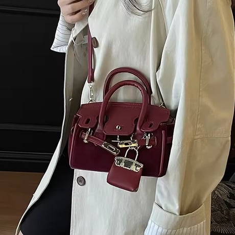 【2サイズ】バッグチャーム付きバッグ 4色展開