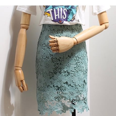 フラワーレース ペンシルスカート 4色展開