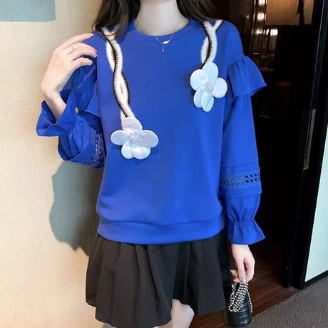フラワーモチーフ ステッチトップス 2色展開