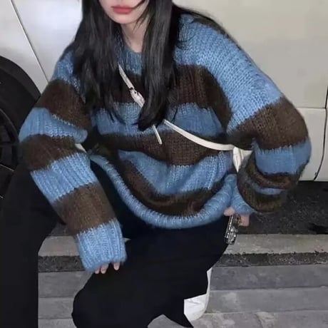 ブルーストライプ ニット