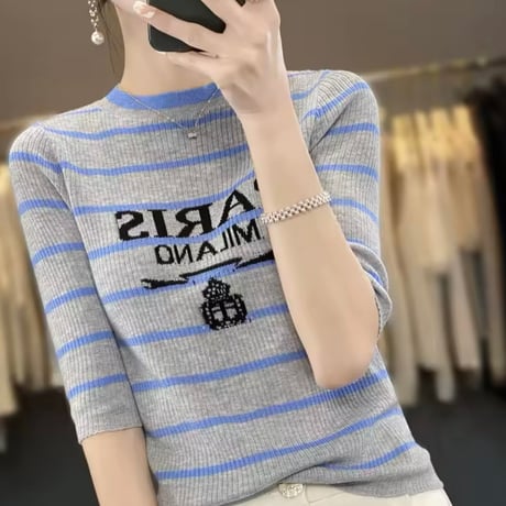 PARISボーダーサマーニット