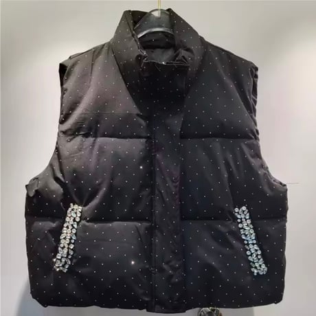 ビジューストーンダウンベスト 2色展開