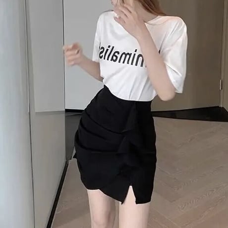 サイドフリルスリット ミニスカート 3色展開
