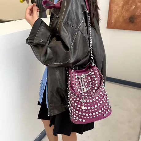 スタッズバケットバッグ 4色展開