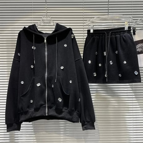クリスタルビジュー スウェットセットアップ 3色展開