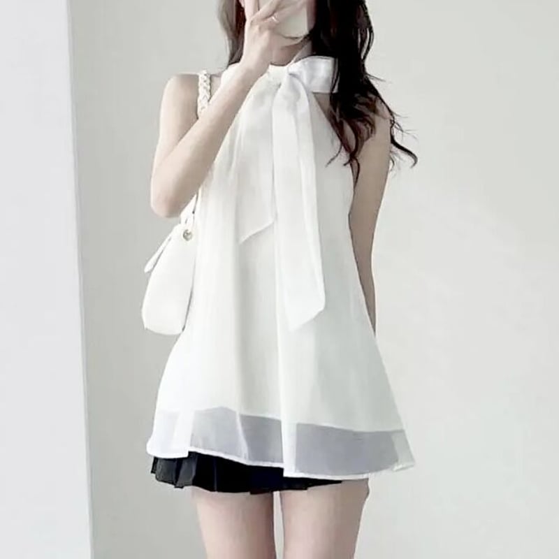 リボン付き ホルターネックブラウス 3色展開 | Selectshop.Joie