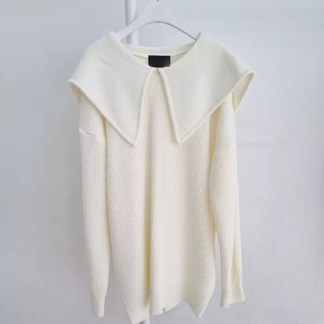 ビッグカラー ニットワンピース 2色展開