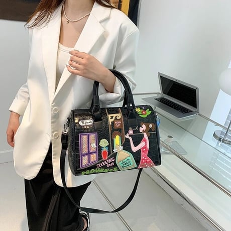 カラフルステッチ クロコデザインバッグ 6色展開
