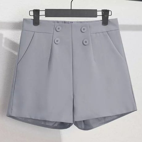 ボタンモチーフ ハイウエストショートパンツ 7色展開