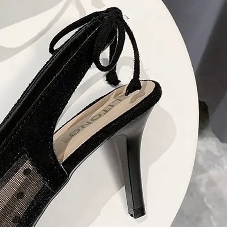 リボンストラップドットレース ミュール 2色展開