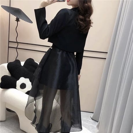 ビジュージャケット メッシュスカートセット
