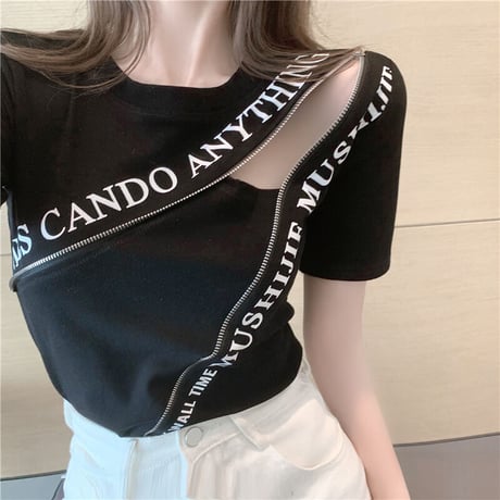 ジッパーメッセージ Tシャツ 2色展開
