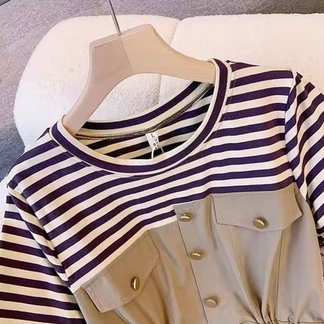 ボーダーカシュクールワンピース 2色展開