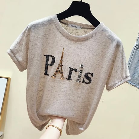 ビーズParisロゴTシャツ 4色展開