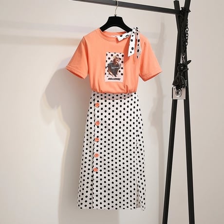 ポルカドットプリント セットアップ 2色展開