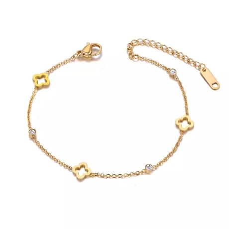 フラワーモチーフ チェーンブレスレット 3色展開