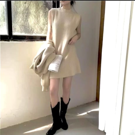 ショートニット ワンピースセット 3色展開